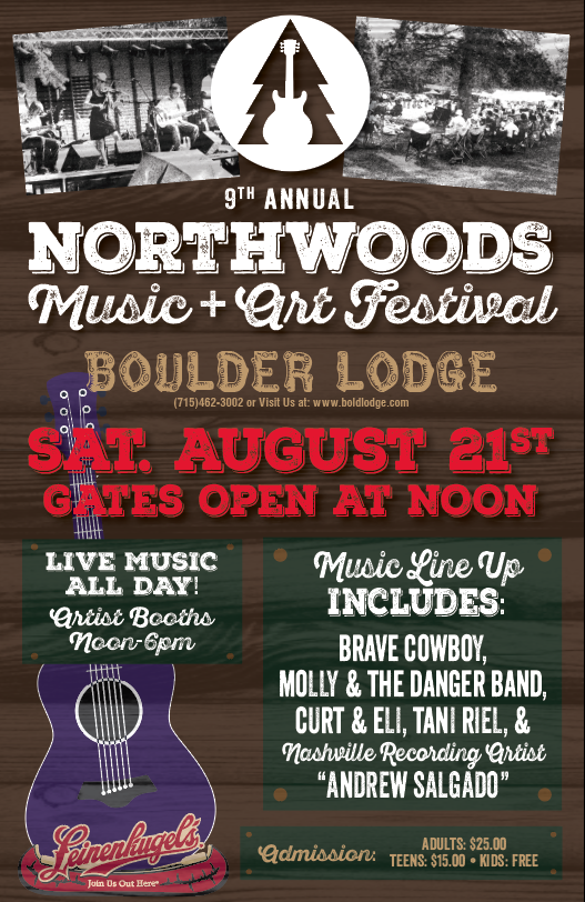 9th Annual Northwoods Music & Art Festival coming August 21st Boulder